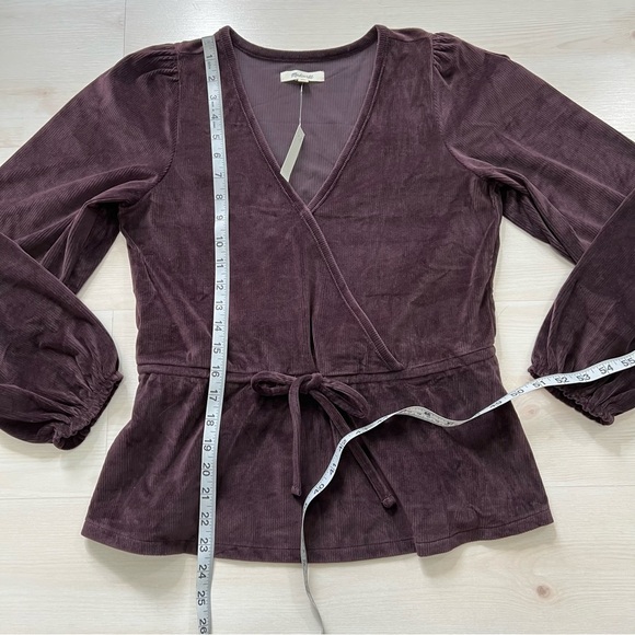 Madewell Corduroy Fuji Wrap Front Tie Brown Raisin S - Picture 13 of 13